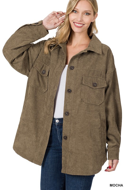 Sara's Steals & Deals: Oversized Corduroy Button Front Shacket - Part 2 - Final Sale