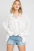 Oversized Drop Shoulder Cotton Button Down Top