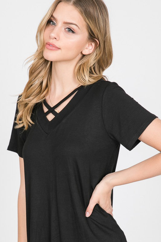 Criss Cross Solid Top- Final Sale