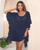 Navy Ruffle-Edge Sheer Solid Beach Cover-Up