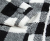 Collared Black and White Plaid Polar Fleece Jacket