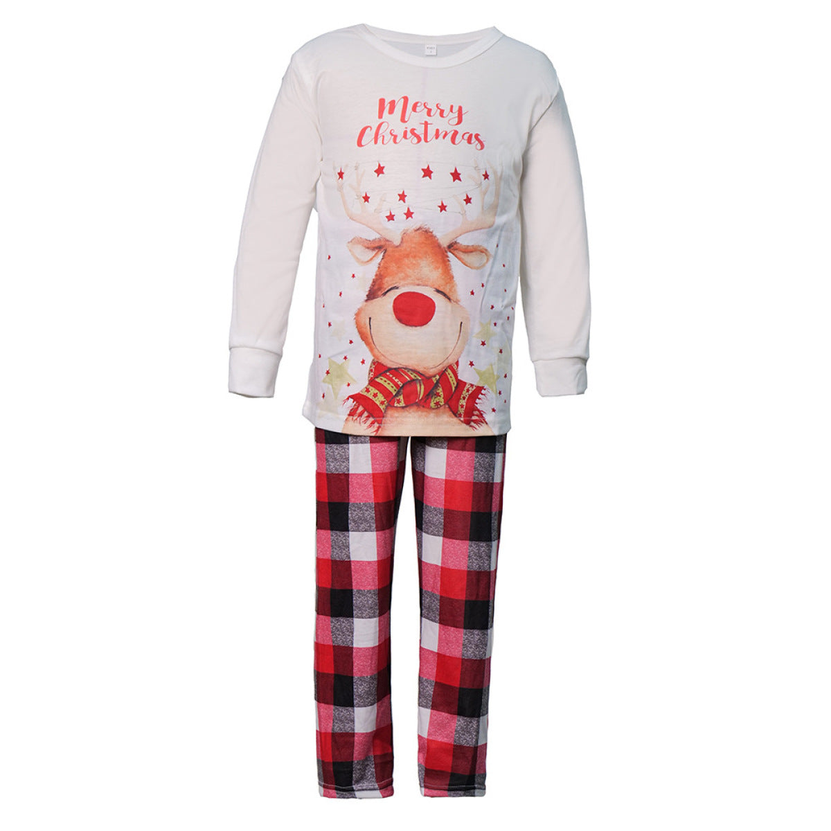 Christmas Elk Print & Plaid Pants Family Matching Set