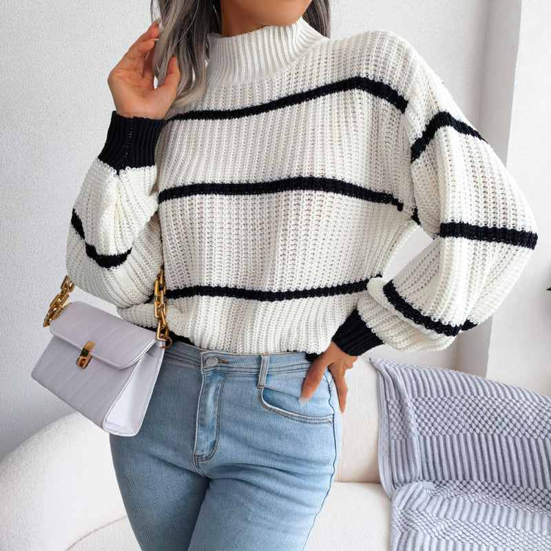 white black stripe sweater