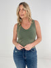 Olive Yelete Short Version-Reversible V Neckline Seamless Tank