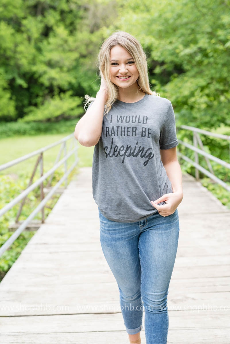 Rather Be Sleeping Tee - Grey - BAD HABIT BOUTIQUE 