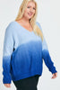 Davi & Dani Color Block V Neck Long Sleeve Sweater