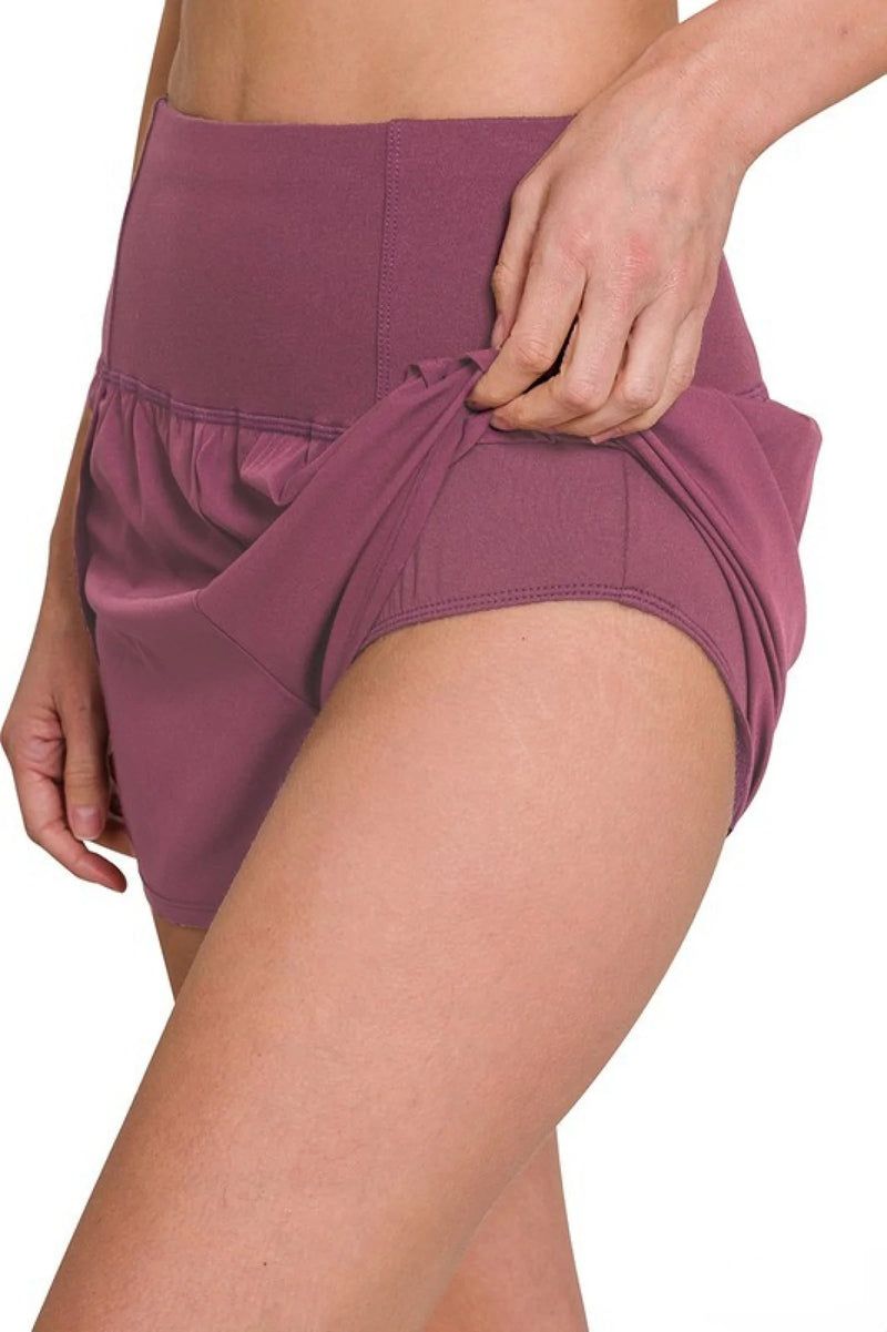 Zenana High Waisted Zippered Back Pocket Running Shorts