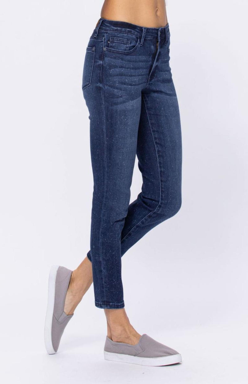 Judy Blue Spots Mid-Rise Mineral Wash Relaxed Jeans