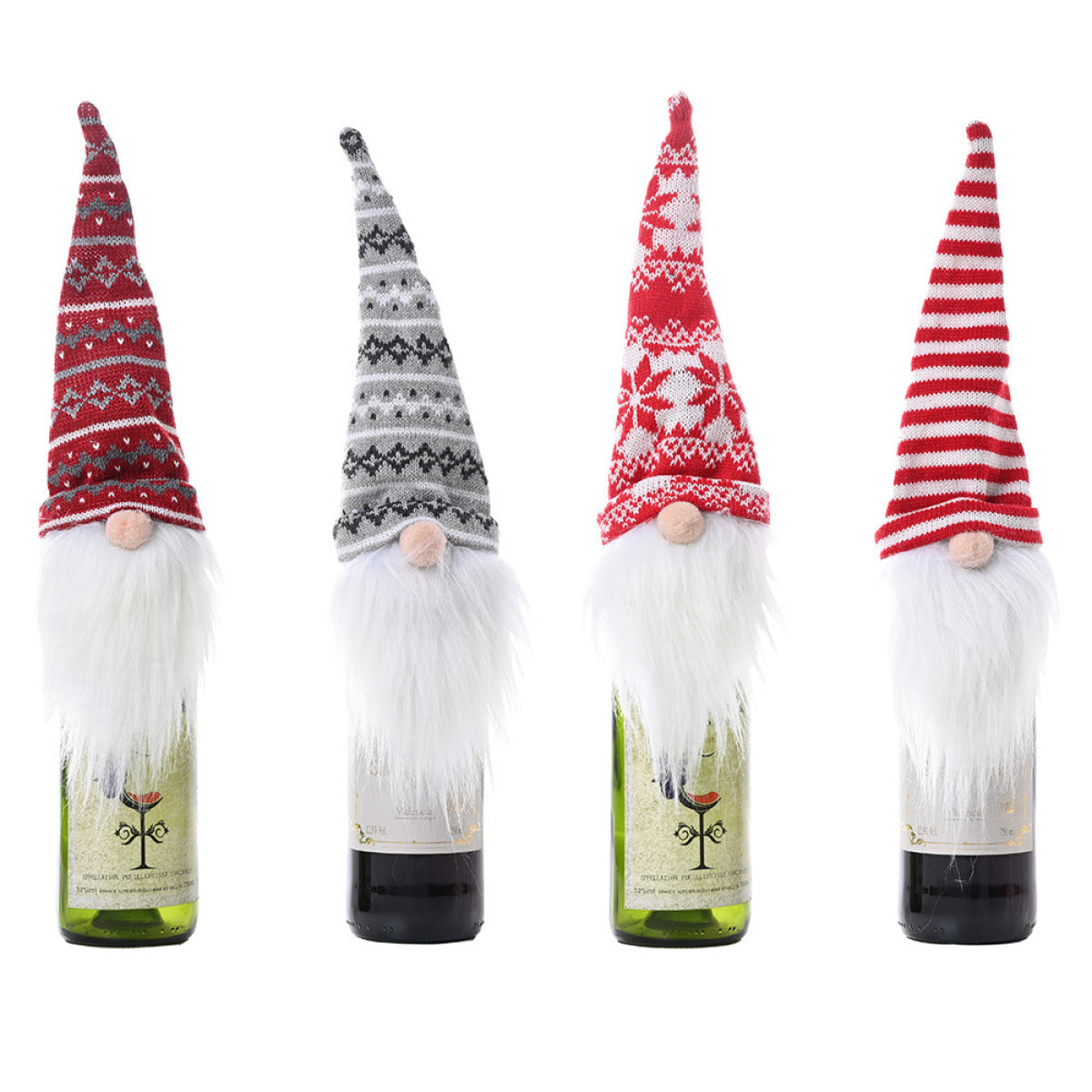 Christmas Gnome Knitted Wine Bottle Cap Decoration