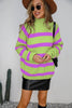 Mock Neck Long Sleeve Striped Knit Sweater