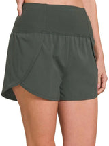 Zenana High Waisted Zippered Back Pocket Running Shorts