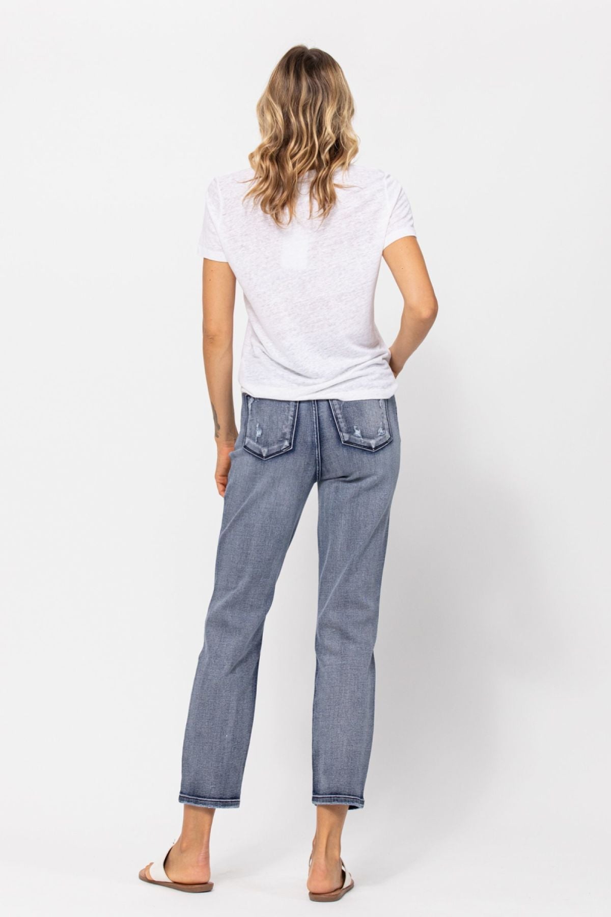 Judy Blue Mid-Rise Destroyed Boyfriend Jeans