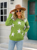 Crew Neck Long Sleeve Stars Graphics Sweater