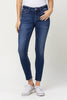 DARK WASH MID RISE CROP SKINNY | VERVET