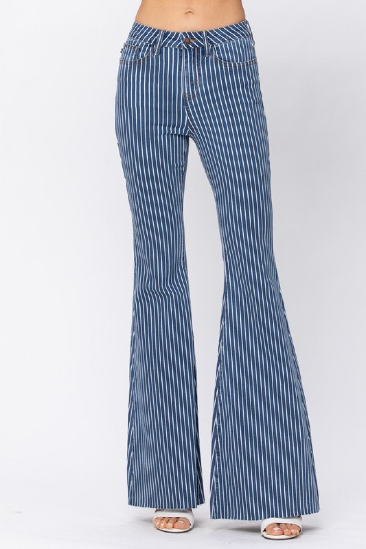 Judy Blue Pin Striped High Waist Super Flare Jeans