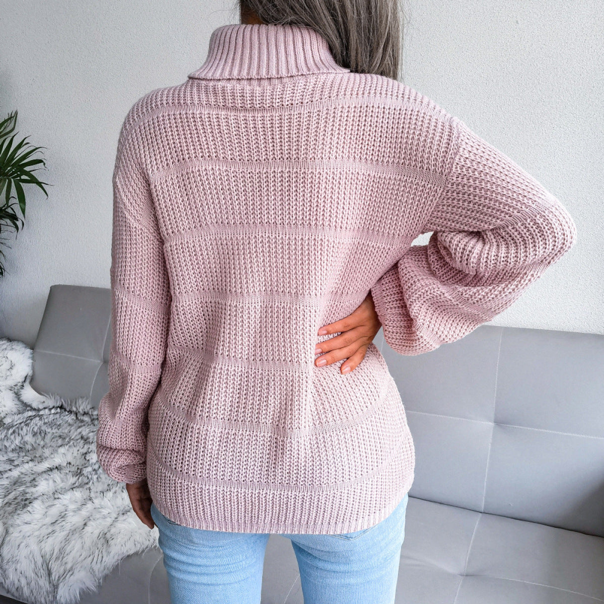 Turtleneck Long-Sleeved Knitted Pullover Sweater