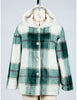 Fuzzy Hooded Plaid Fleece Jacket