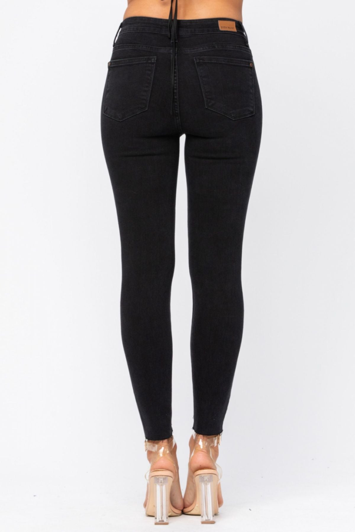 Judy Blue Black Midrise Leopard Patch Skinny Jeans