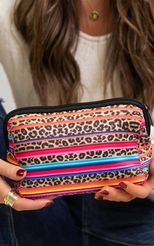 multicolor leopard makeup bag