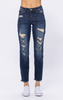 Judy Blue Mid-Rise Distressed Boyfriend Jeans