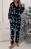 Christmas Bulb Print Flannel Fleece Jumpsuit