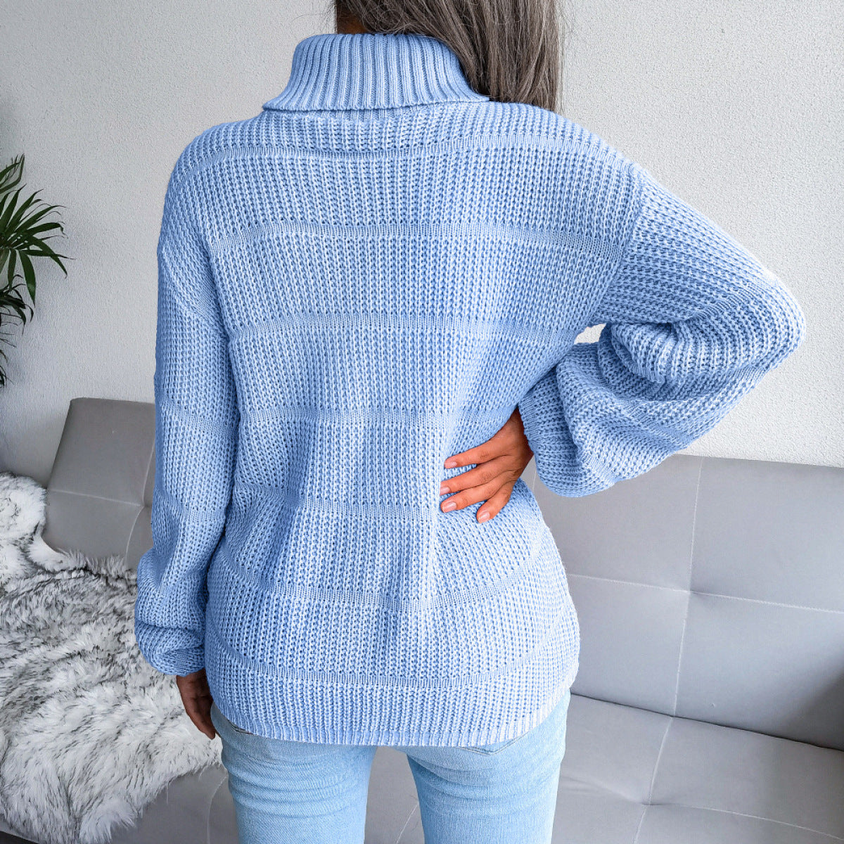 Turtleneck Long-Sleeved Knitted Pullover Sweater