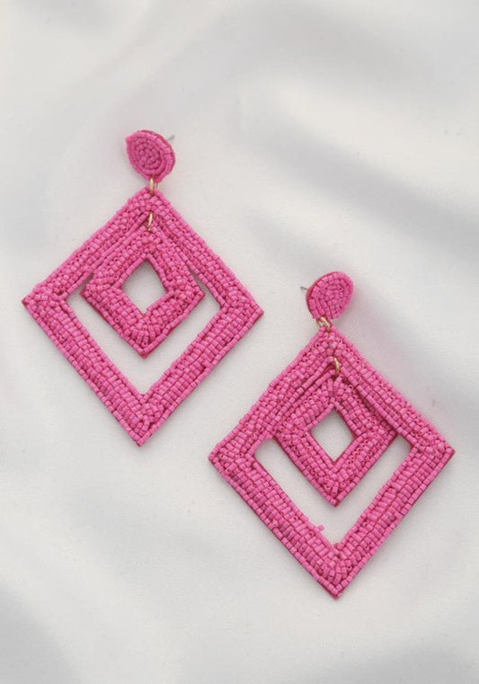 Seed Bead Diamond Dangle Earring