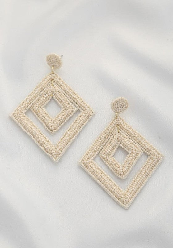 Seed Bead Diamond Dangle Earring