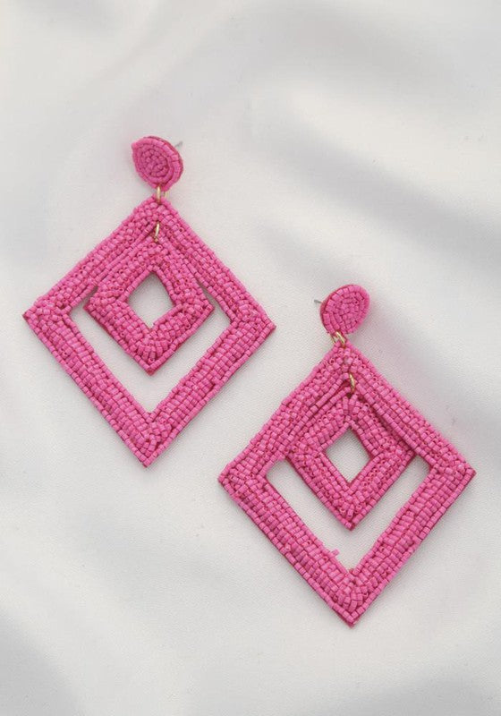 Seed Bead Diamond Dangle Earring