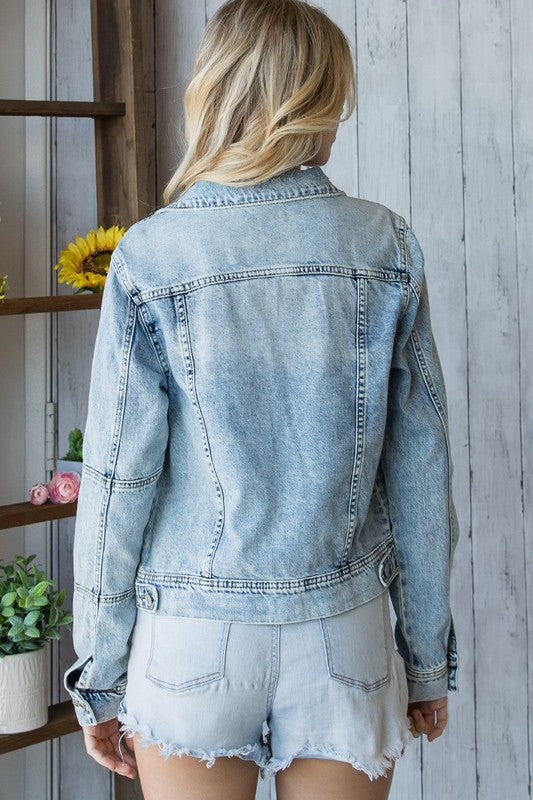 Distressed Medium Wash Denim Jacket