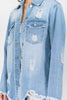 Light Blue Distressed Denim Shirt - Final Sale