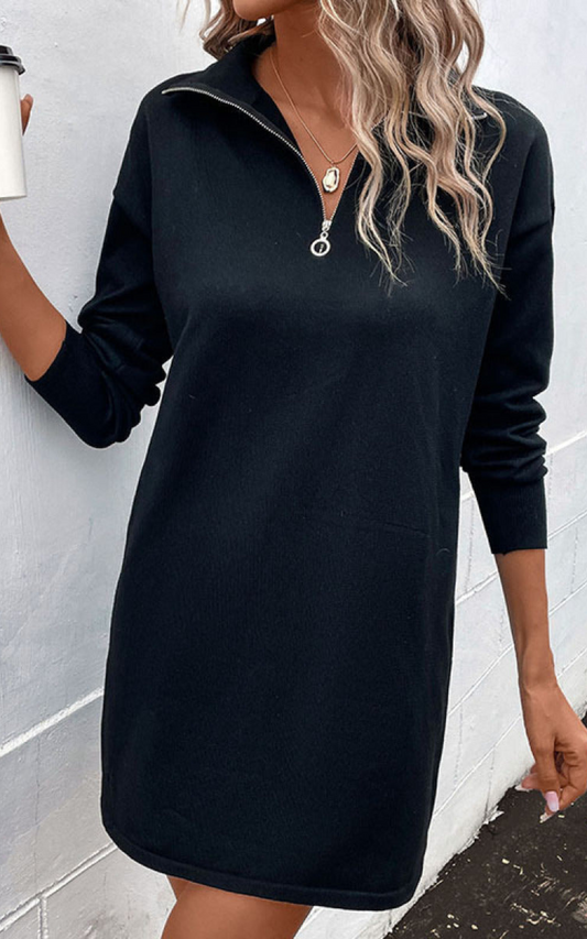 black zipped mini dress