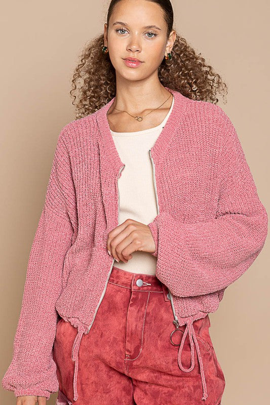 Dusty Rose So Soft Zip Up Sweater - POL Preorder