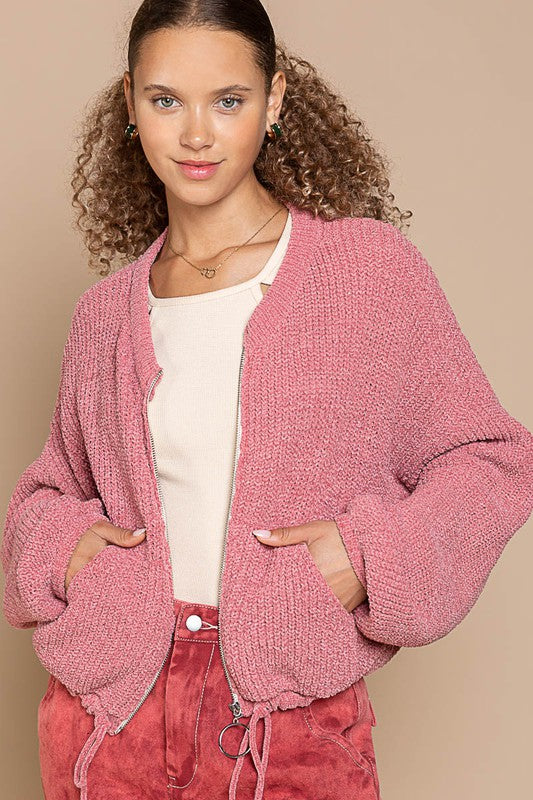 Dusty Rose So Soft Zip Up Sweater - POL Preorder
