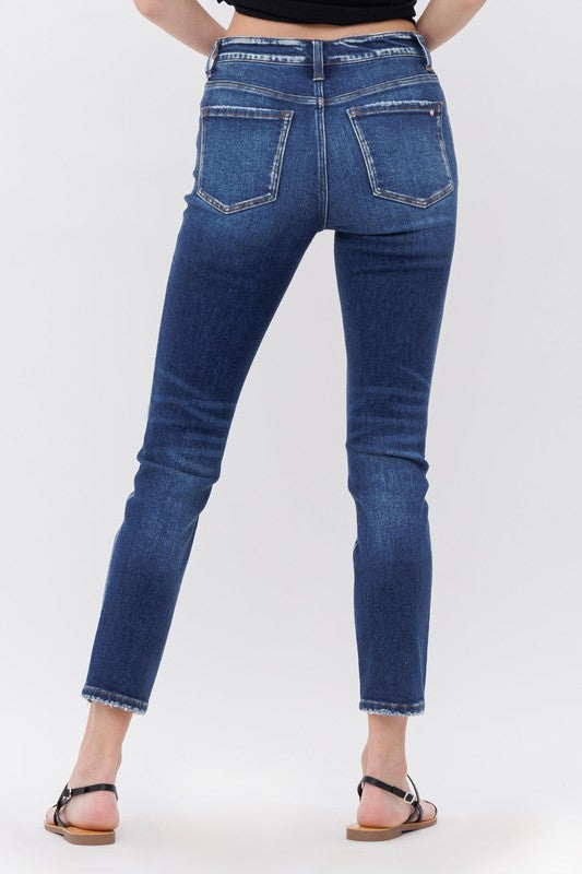 MID RISE ANKLE SKINNY WITH BUTTON UP DENIM JEANS | MICA - Final Sale