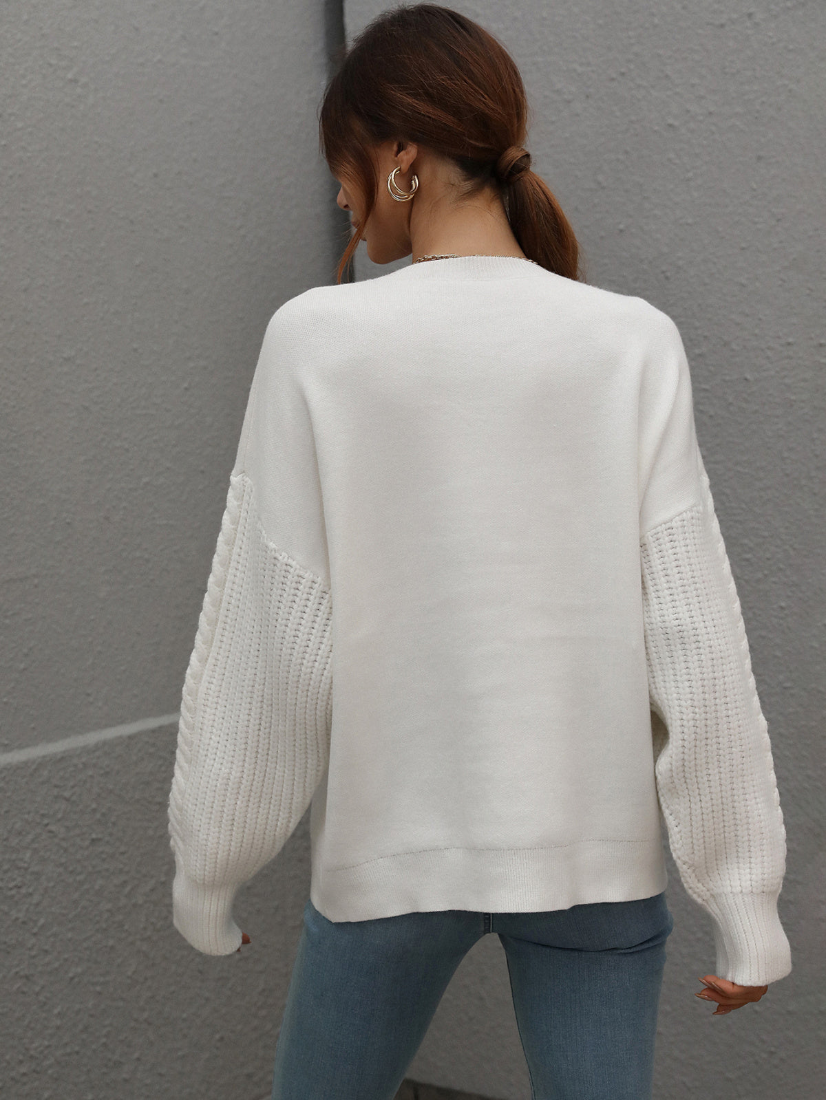 white crew neck sweater 