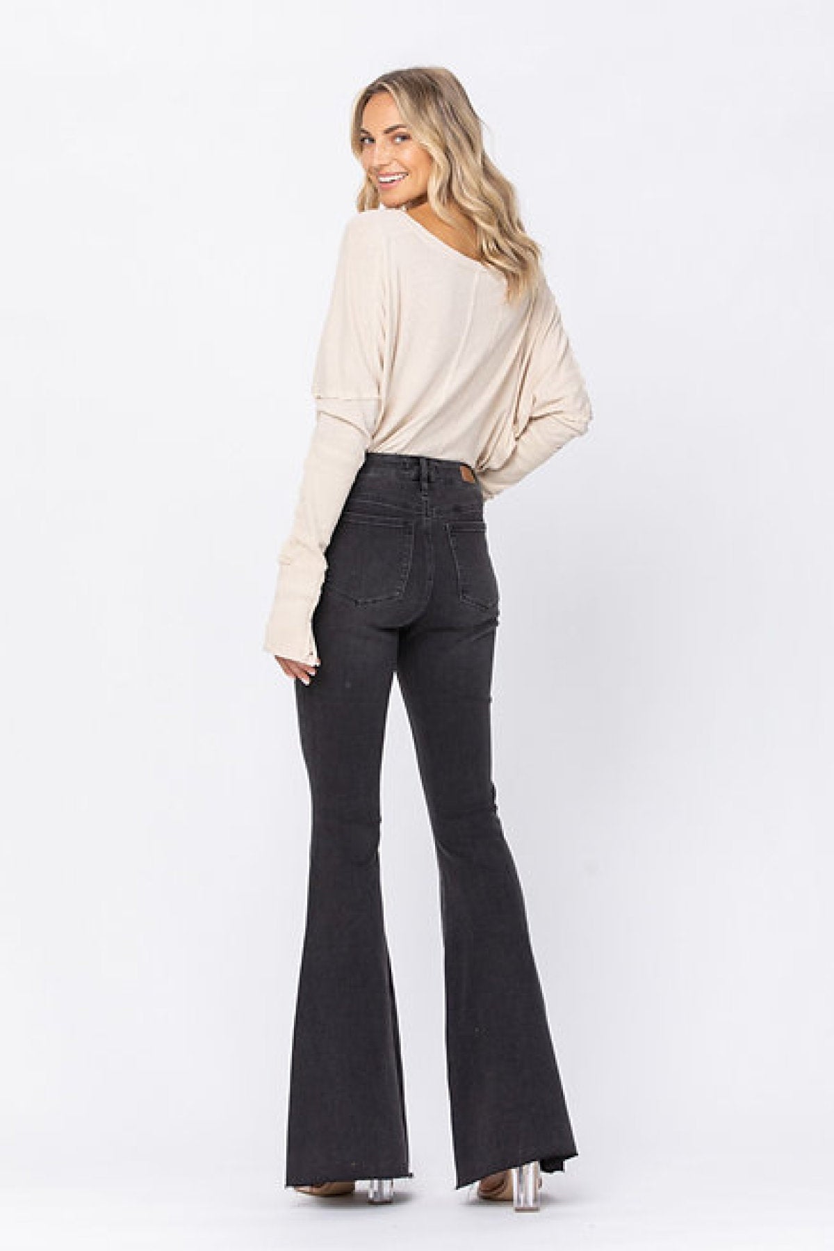 Judy Blue Black Wash Mid-Rise Super Flare Jeans