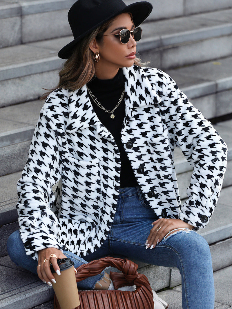 Houndstooth Print Jacket