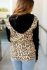 Leopard  Half Zip Kangaroo Pocket Drawstring Hoodie