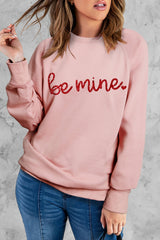 Pink Be Mine Glitter Pattern Print Pullover Sweatshirt