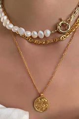 Clavicle Chain Pearl Multi-Layered Pendant Necklace