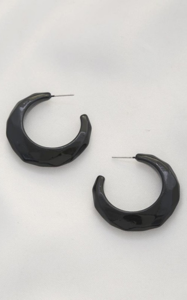 Black Open Geometric Hoop Earring