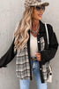 Black Christmas Pattern Plaid Splicing Denim Jacket