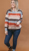 Davi & Dani Multi Stripe Round Neck Long Sleeve Sweater with Pockets