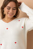 Embroidered Heart Knit Sweater