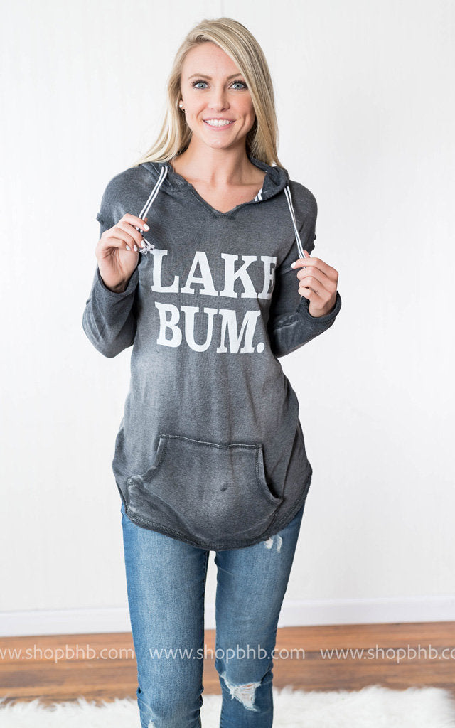 Lake Bum Hoodie | Charcoal - BAD HABIT BOUTIQUE 