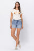 Judy Blue Full Size Mid-Rise Destroy Pocket Cutoff Denim Shorts