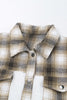 Brown Plaid Patchwork Buttoned Pocket Sherpa Jacket