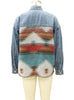 Retro Long Sleeve Colorblock With Pocket Denim Jackets