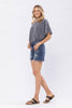 Judy Blue Mid-Rise Bleach Splash Destroyed Raw Hem Denim Shorts